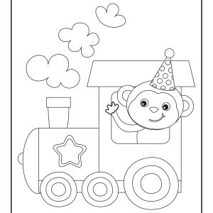 Birthday Circus Monkey Coloring pages