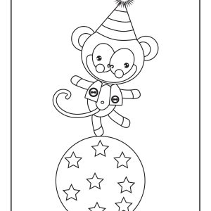 Circus monkey coloring pages