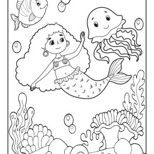 Mermaid template to colour
