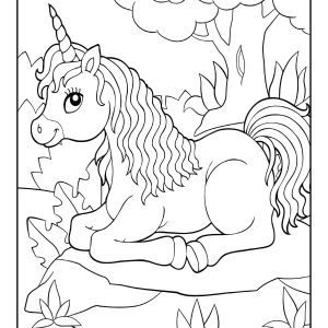 Unicorn with rainbow coloring page